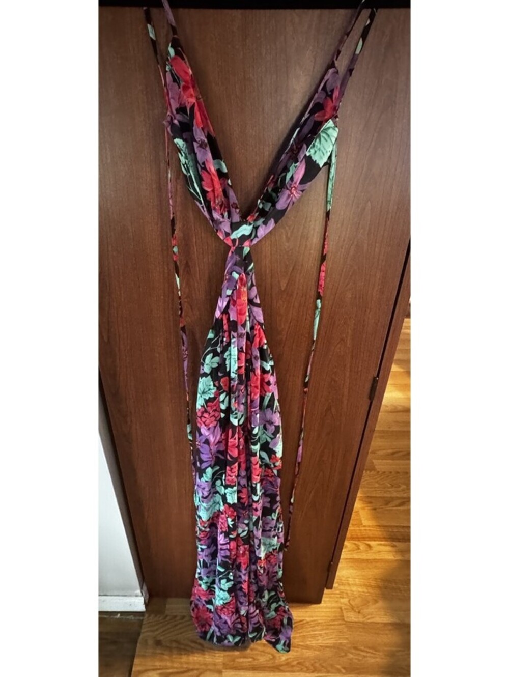 SHEIN SXY Floral Halter Wide Leg Romper Jumpsuit Womens M Split Leg Backless NWT